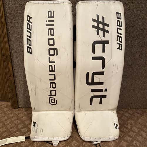 White Used 35" Bauer Supreme 2S Pro  Goalie Leg Pads