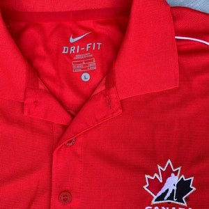 Team Canada Red New Adult Men Large Nike Dry Fit Polo Shirt