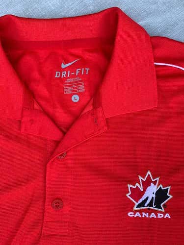 Team Canada Red New Adult Men Large Nike Dry Fit Polo Shirt