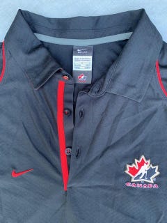 Team Canada Black New Adult Men Large Nike Dry Fit Polo Shirt