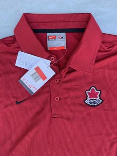 Team Canada Burgandy New Adult Men Large Nike Dry Fit Polo Shirt