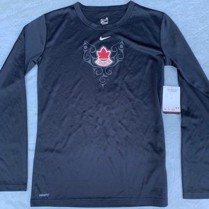 Team Canada Black New Adult woman medium Nike Dry Fit Long Sleeve Shirt