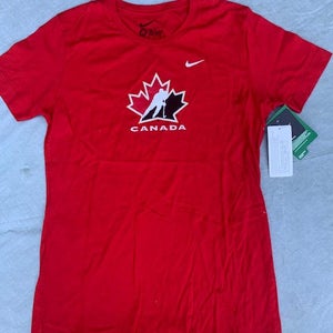 Team Canada Red New Adult Women Medium Nike Dry Fit Short Sleeve Shirt