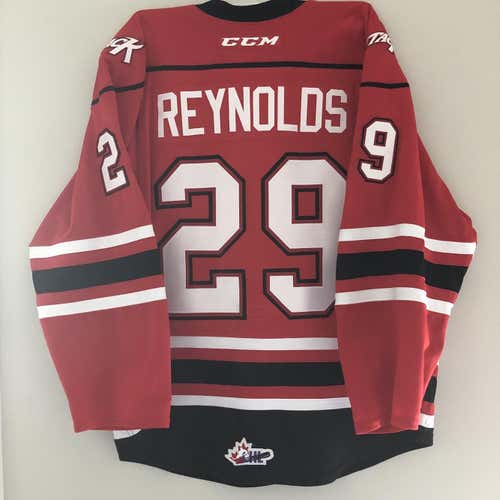 GAMEWORN CCM Owen Sound Attack REYNOLDS Home Red Jersey