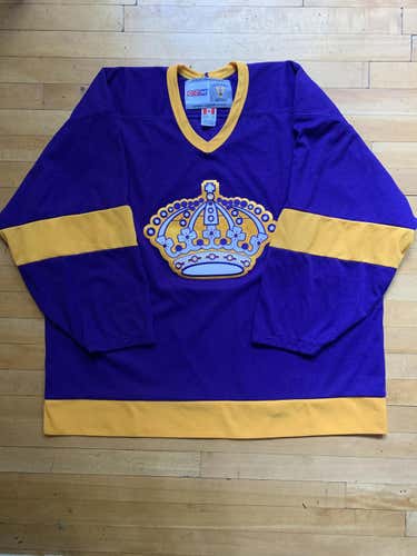 CCM XXL / "GOALIE CUT" (Modified by tailor) Vintage LA Kings Purple Gold Jersey