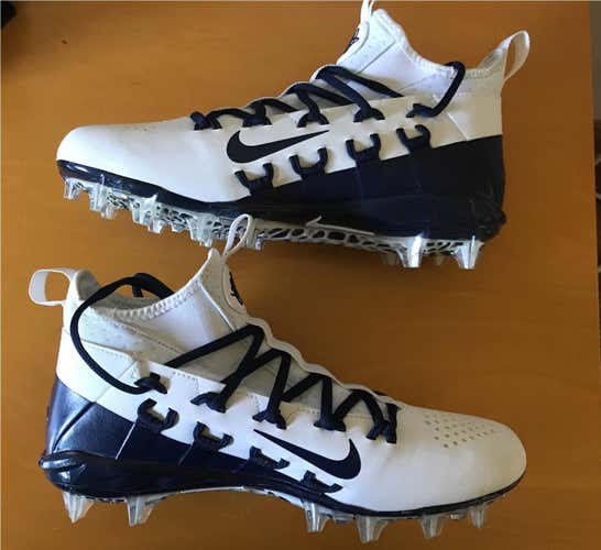 New Size 9 NIKE ALPHA HUARACHE 6 ELITE LAX/FOOTBALL Cleats White/Blue