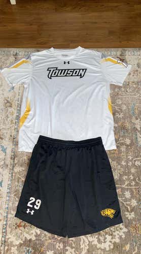 Towson Men’s Lacrosse Shooting Shirt/Jersey And Workout Shorts Unisex XL Under Armour Shirt