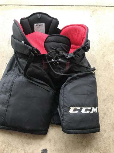Black Used Large CCM HP45 Pro Stock Hockey Pants Colorado Avalanche Stock