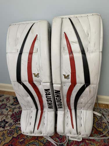 Senior 33" Vaughn Velocity V6 White Goalie Leg Pads