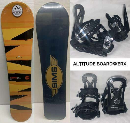 SIMS JSL SNOWBOARD ORANGE/BLACK ALL-MOUNTAIN 120CM +ALTITUDE JR BINDINGS 3-6