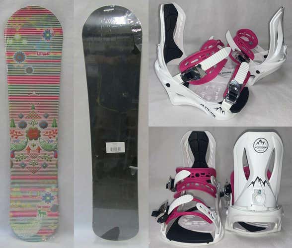 GIRLS "FANTASY JR" 125CM BEGINNER SNOWBOARD W/ ALTITUDE JR BINDINGS (3-6) PINK