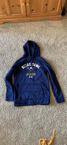 Notre Dame Lacrosse Men's Small Under Armour Hoodie Sweatshirt Blue