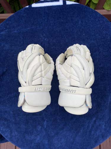 White Used Warrior Evo Lacrosse Gloves 13"