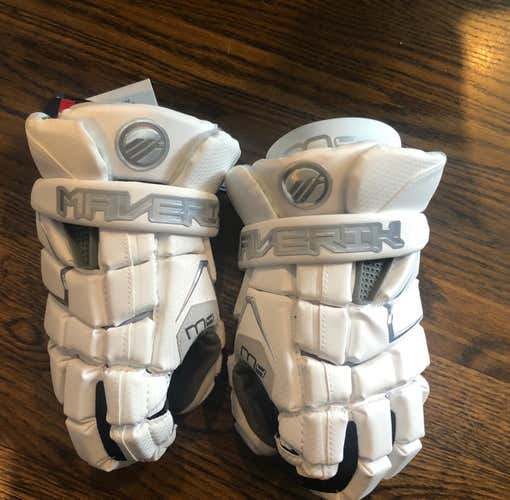 White New Player's Large Maverik M4 13" Lacrosse Gloves Lax Nwt