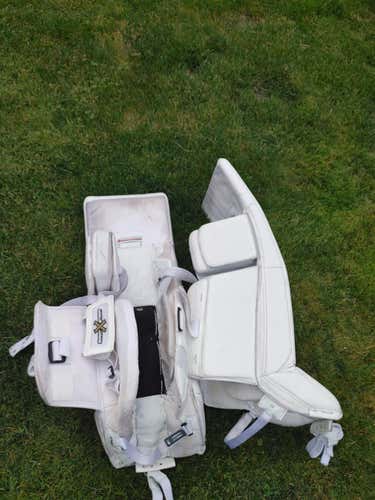 White Used Senior 33" Brian's Gnetik Pro 3 Goalie Leg Pads