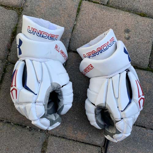 White Used Under Armour Command Pro 13" Lacrosse Gloves