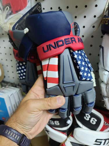 Used Under Armour Lacrosse Gloves 13" USA themed
