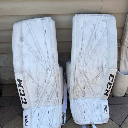 White Used 31" CCM Premier P2.9 Goalie Leg Pads