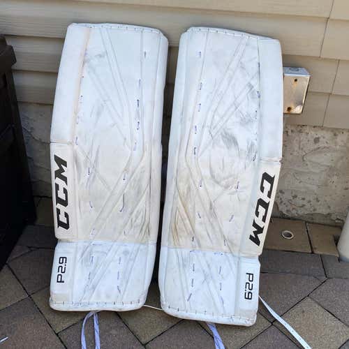 White Used 30" CCM Premier P2.9  Goalie Leg Pads