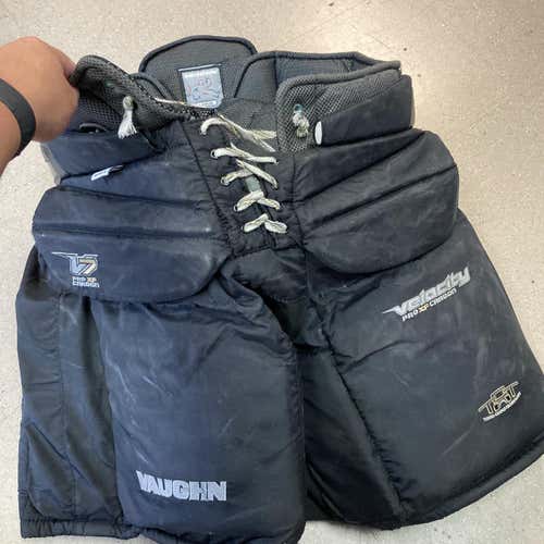 Black Senior Used Large Vaughn V7 Hockey Goalie Pants Pro Stock