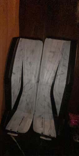 White Used 34" Vaughn Ventus SLR Pro Carbon  Goalie Leg Pads