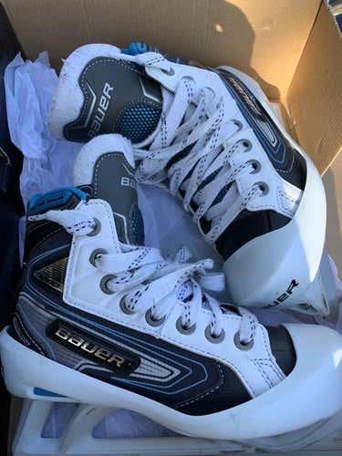 Junior Used Bauer Reactor 7000 Goalie Skates Extra Wide Width Size 1