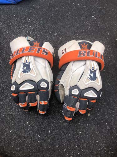 White Used Player's Brine King IV  Lacrosse Gloves