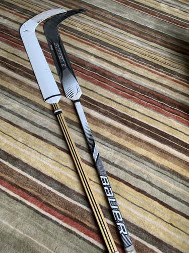 Used Senior Bauer Regular Supreme 2S Pro Goalie Stick 25" Paddle Pro Stock and Infinity 25" paddle