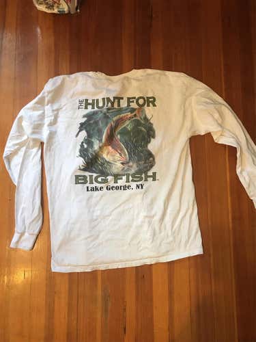 White Men's XL Lake George Fishing Shirt
