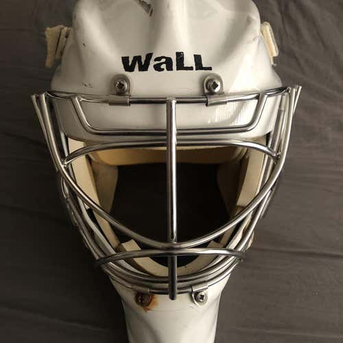 White Used Wall Goalie Mask
