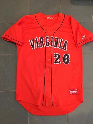 New RARE UVA Virginia Cavaliers ACC #26 Rawlings Baseball Jersey LG