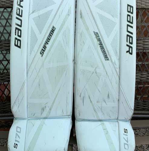 White Used 28" Bauer Supreme S170  Goalie Leg Pads