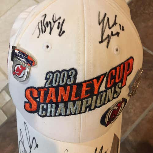 NJ Devils 03 Cup Hat 6x signed Gionta Gomez Rupp