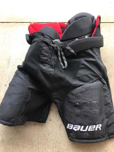 Black Used Medium Bauer Custom Pro Pro Stock Hockey Pants Colorado Avalanche