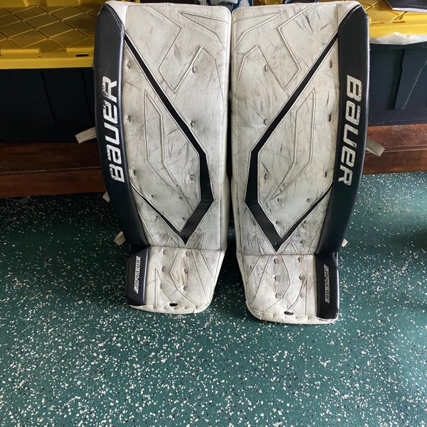 White Used 36" Bauer Supreme Goalie Leg Pads