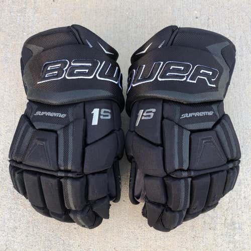 Bauer Supreme 1S Senior 15” Hockey Gloves (Black) - Excellent Condition