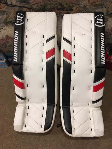 White Used 31" Warrior Ritual G3  Goalie Leg Pads