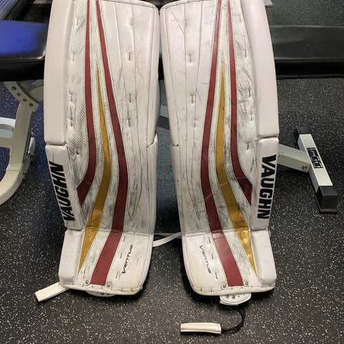 White Used 34" Vaughn Vaughn Ventus SLR Pro Pro Stock Goalie Leg Pads