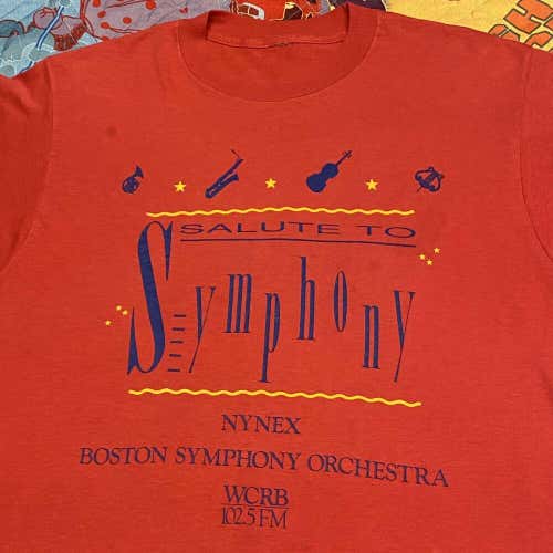 Boston Symphony Orchestra T Shirt Adult L Red WCRB Live Music Vintage 90s USA