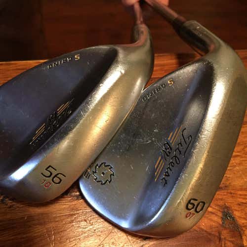Two LH Vokey SM5 Tour Chrome Wedges 56 & 60