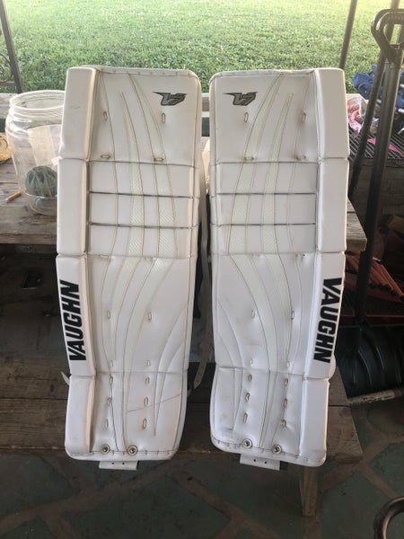 White New Senior 34" Vaughn Velocity V7 Goalie Leg Pads