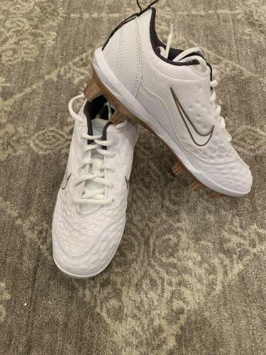 Nike Lunarlon Hyperdiamond Womens Size 7 Softball Cleats White Gold 856493-109