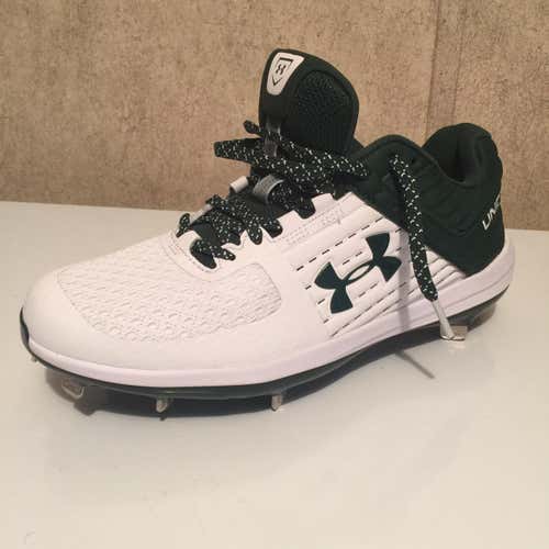 Under Armour Men's Yard Low Metal Baseball Cleats Size 8 Green/White 3021711-102
