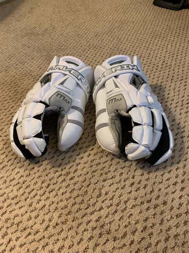 White New Goalie Maverik Max Goalie 14" Lacrosse Gloves
