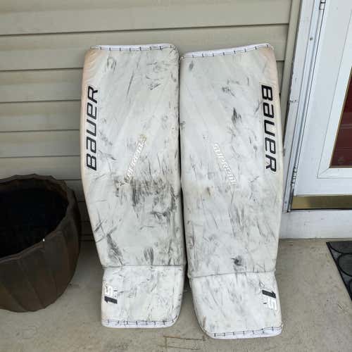 White Used 36" Bauer Supreme 1S Goalie Leg Pads