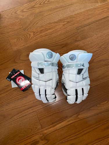 White New Player's Maverik M4 13" Lacrosse Gloves