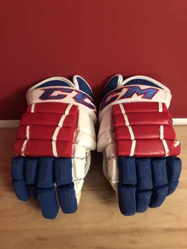 Blue Used Senior CCM HG97 Gloves 14" Pro Stock USHL