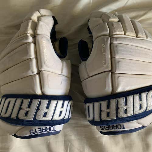 Warrior Alpha Pro 13” White Hockey Gloves