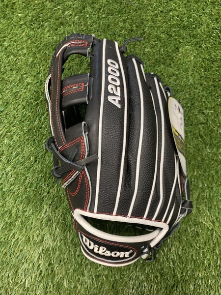 Black w/ Red Stitching A2000 Super Skin Outfield golve 12.75