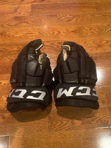 Black Used Senior CCM Pro Model Gloves 14" Pro Stock